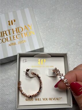 Rose Gold Crystal Hoop Earrings - Birthday Collection